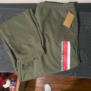 Russell Athletic Men's Green Joggers with Logo